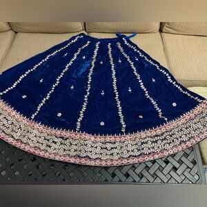 Elegant Blue and Gold Embroidered Lehenga | Size 32/34